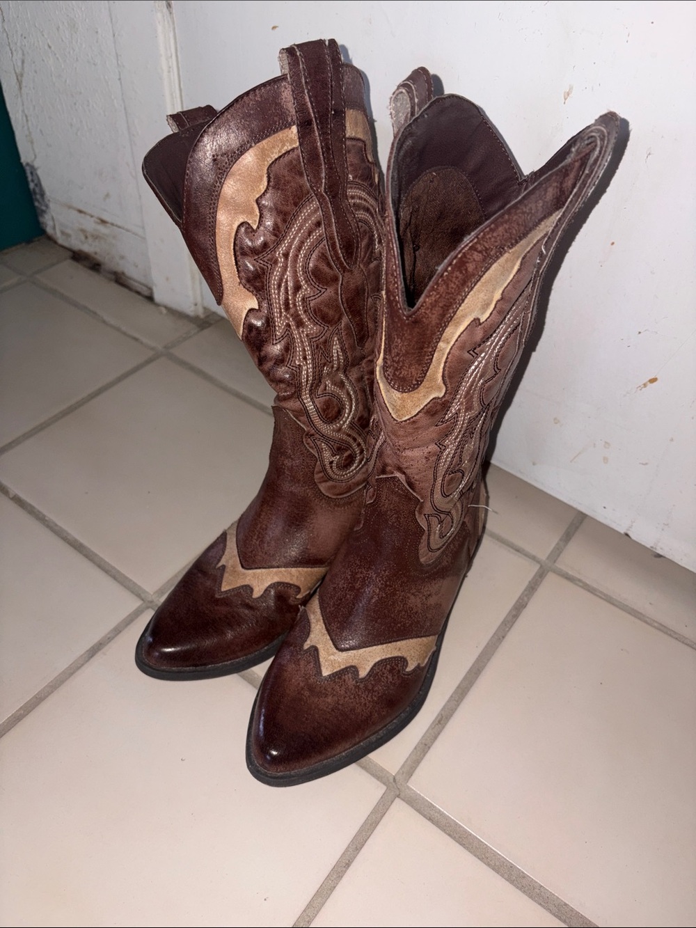 Coconuts by Matisse Brown and Tan Western Heeled Boots
